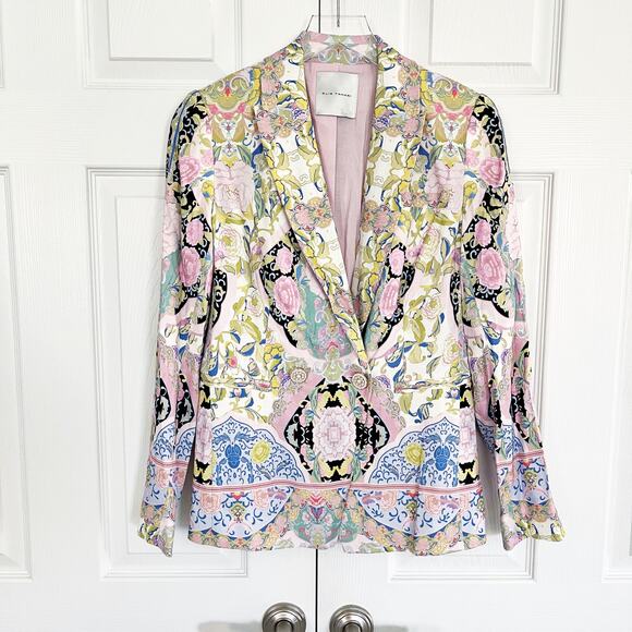 Elie Tahari The Skylar Linen-blend Blazer in Summer Damask Print - Picture 1 of 9